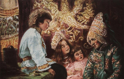 «На попечении у бабушки» («Бабушкины сказки») 1882г.  К.Е.Маковский   